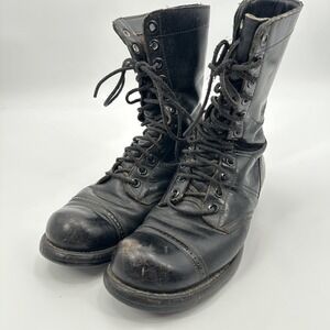Vintage Herman Paratrooper Military Shoe Boot Mens Size 9E‎ Black Leather Combat